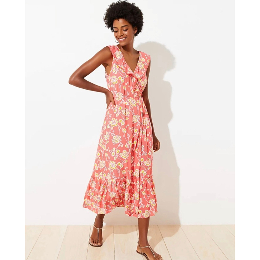 Loft Beach. Pink Floral Wrap. Size S. RS 29